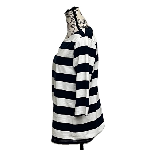 Camii Mia Woman's Collection Navy Striped Blouse Nautical Preppy Coastal M - Picture 4 of 10